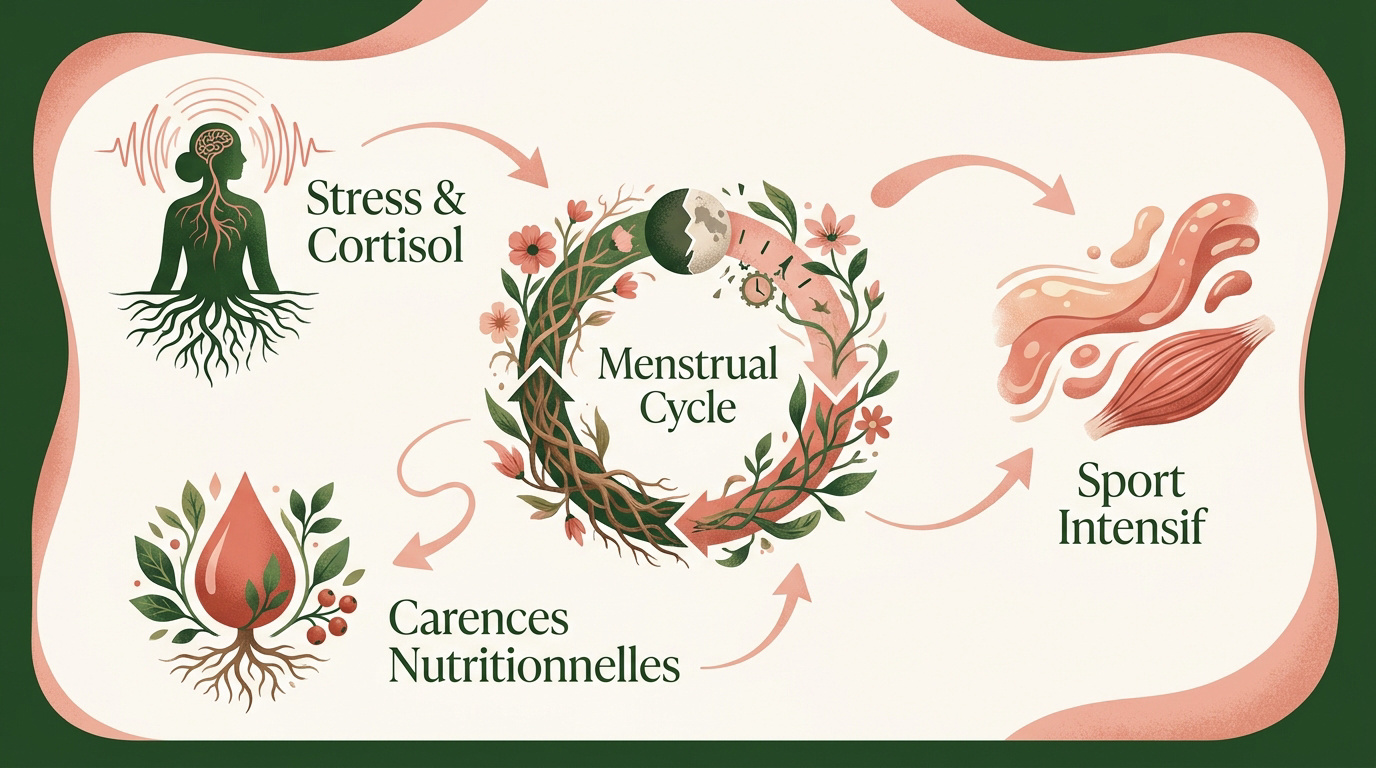 Causes d'un cycle menstruel perturbé : stress et nutrition