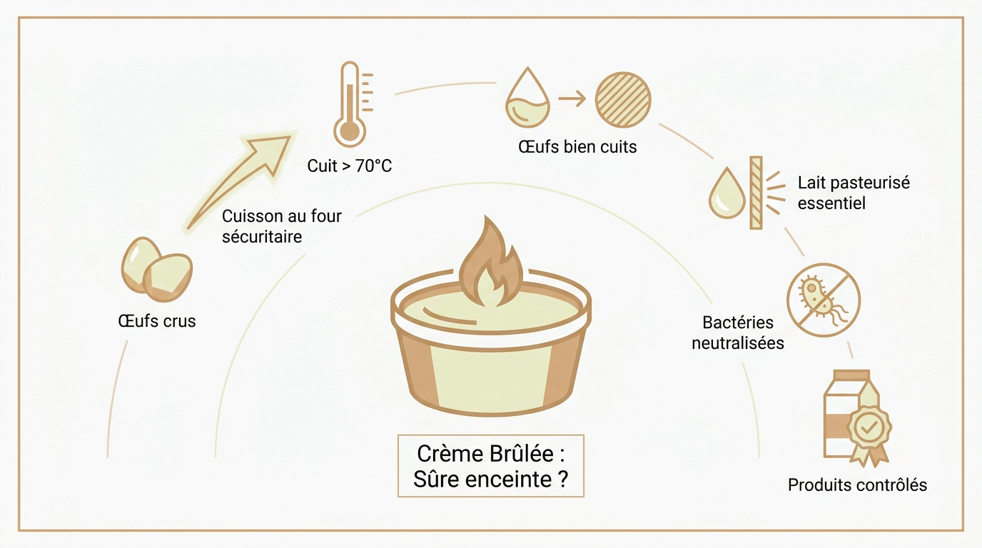 Crème brûlée cuite au four pour une consommation sécurisée