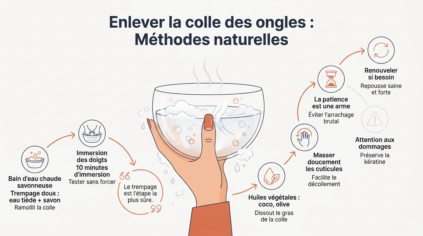 Méthodes naturelles pour retirer la colle des ongles