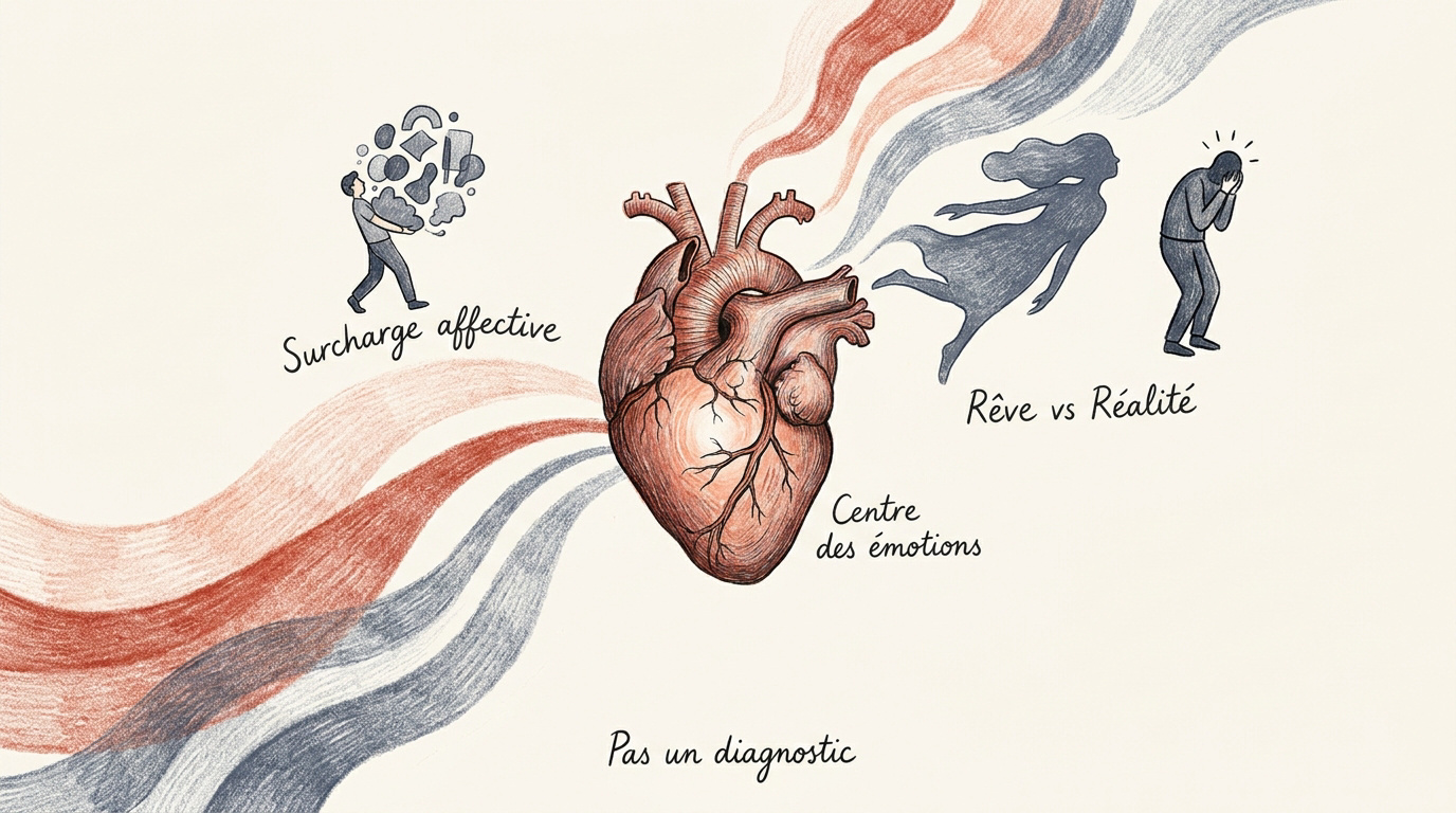 Illustration du cœur symbolisant le centre des émotions et de la surcharge affective