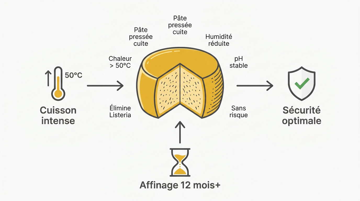 Meule de parmesan affinée et grains de caillé cuits