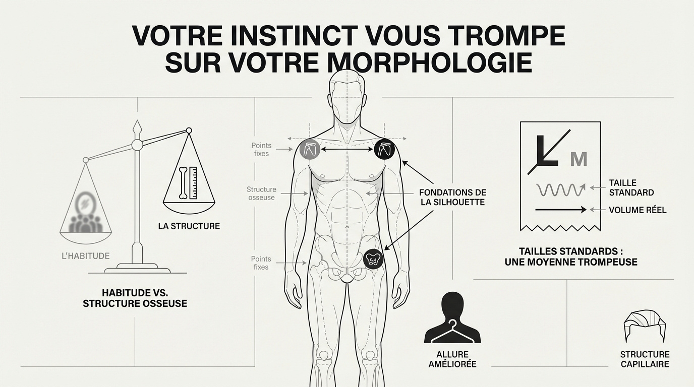 Homme observant sa silhouette devant un miroir pour déterminer sa morphologie