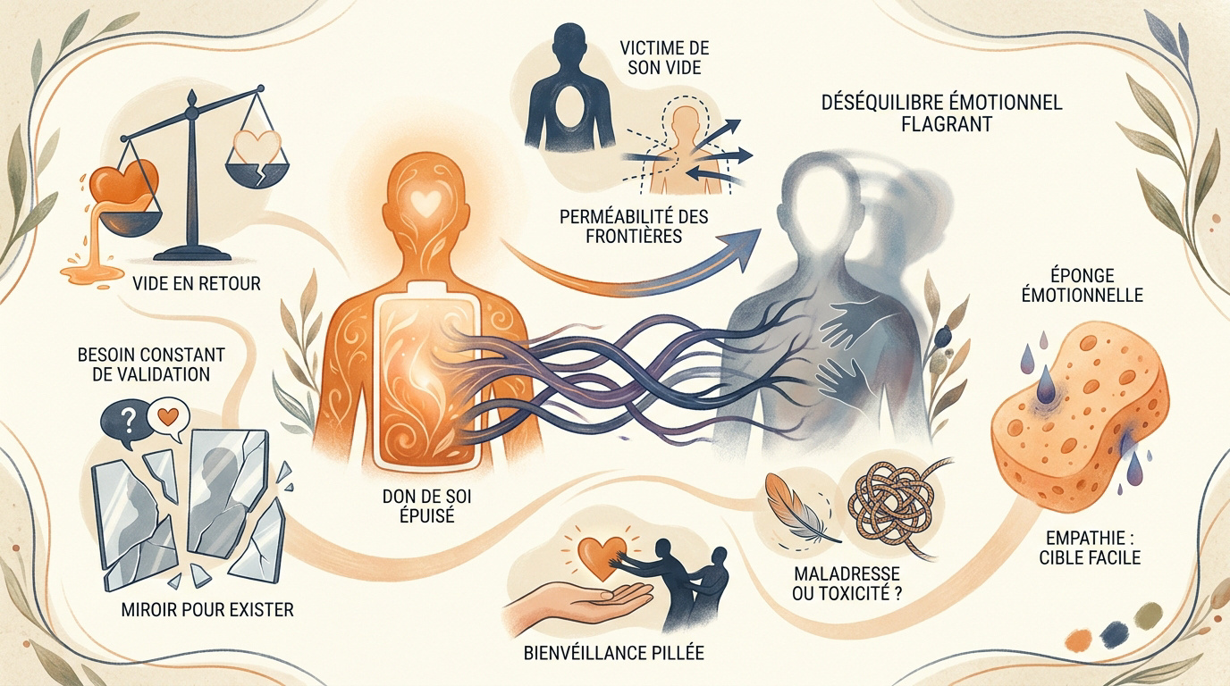 Illustration d'un échange épuisant avec un pompeur d'énergie