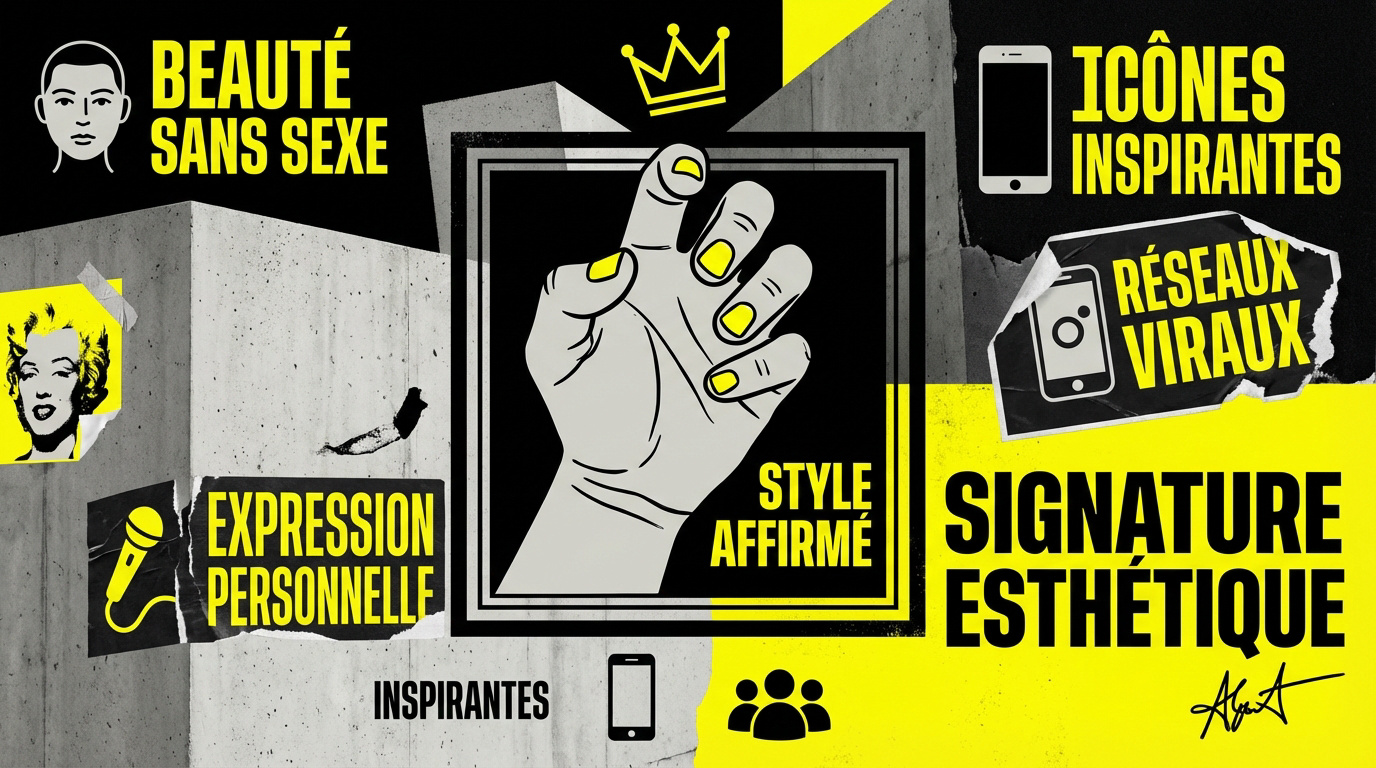 Homme stylé portant du vernis à ongles sombre pour affirmer son identité