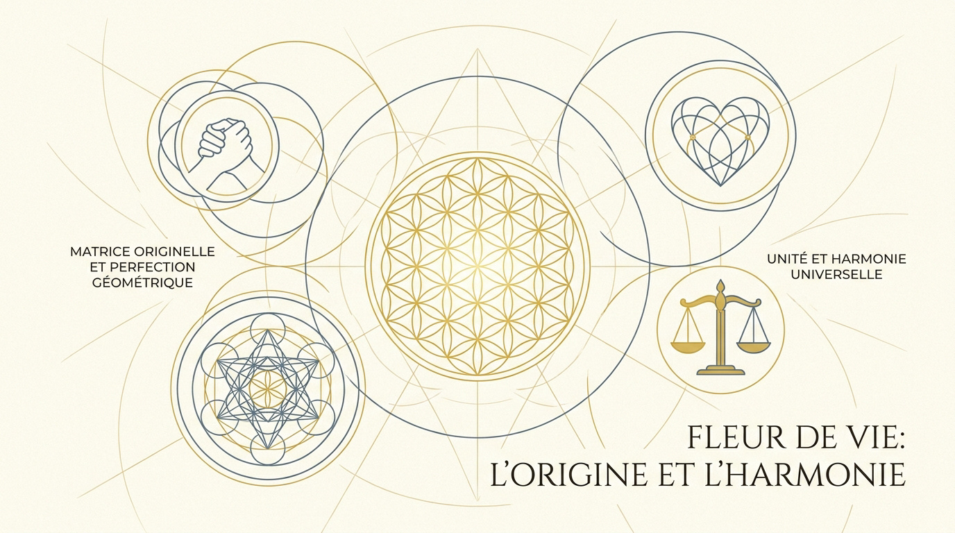 Représentation géométrique de la fleur de vie avec ses cercles entrelacés
