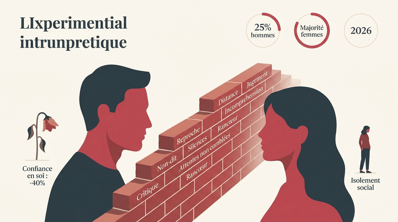 Illustration du mur émotionnel et de l'isolement dans le couple suite aux critiques