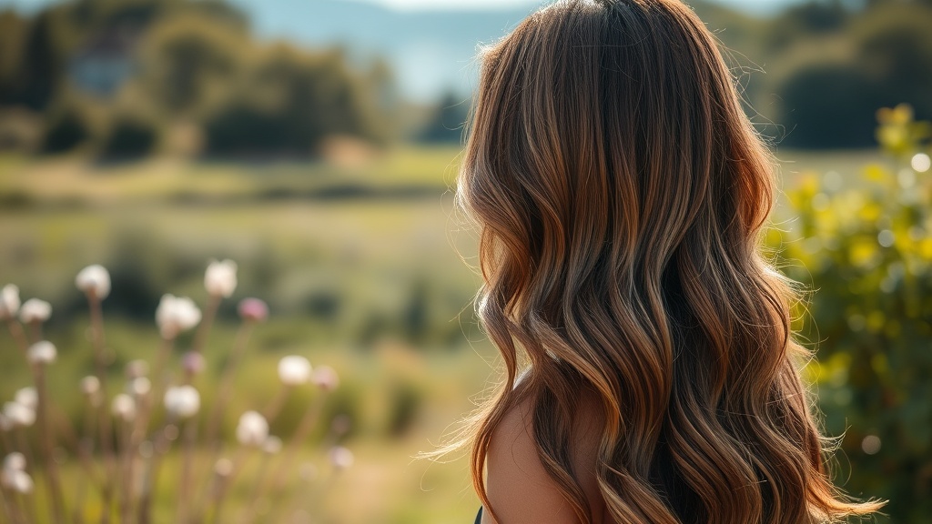 balayage brun caramel sur cheveux longs