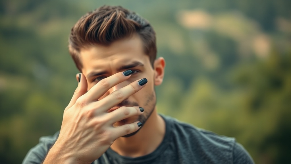 homme appliquant du vernis ongles noir