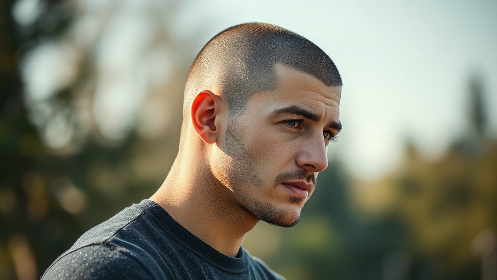 homme arborant un buzz cut classique tr s court