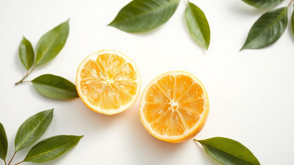 citron coup en deux sur une surface blanche avec d
