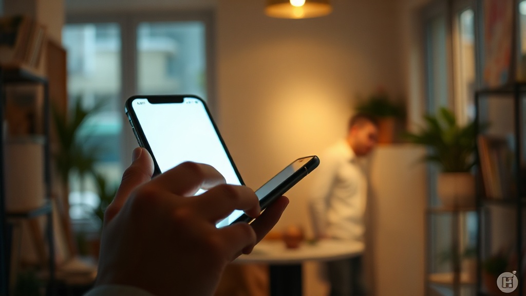 personne tenant un smartphone ecran allume mais fl
