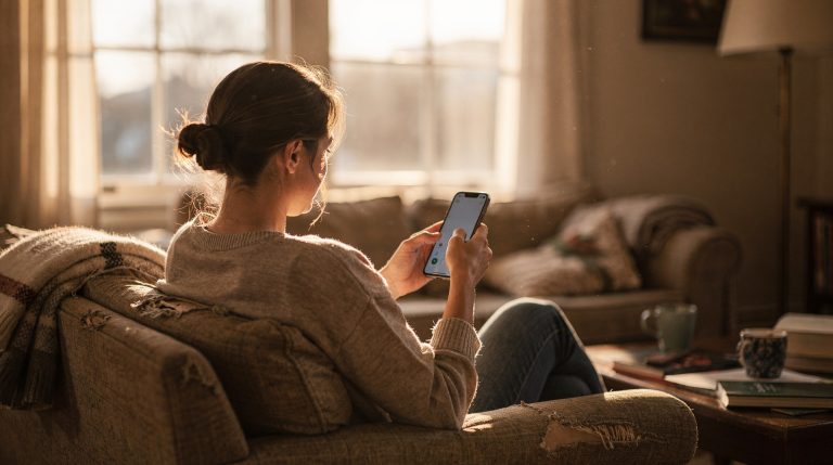Femme regardant son téléphone avec de nombreuses notifications de messages
