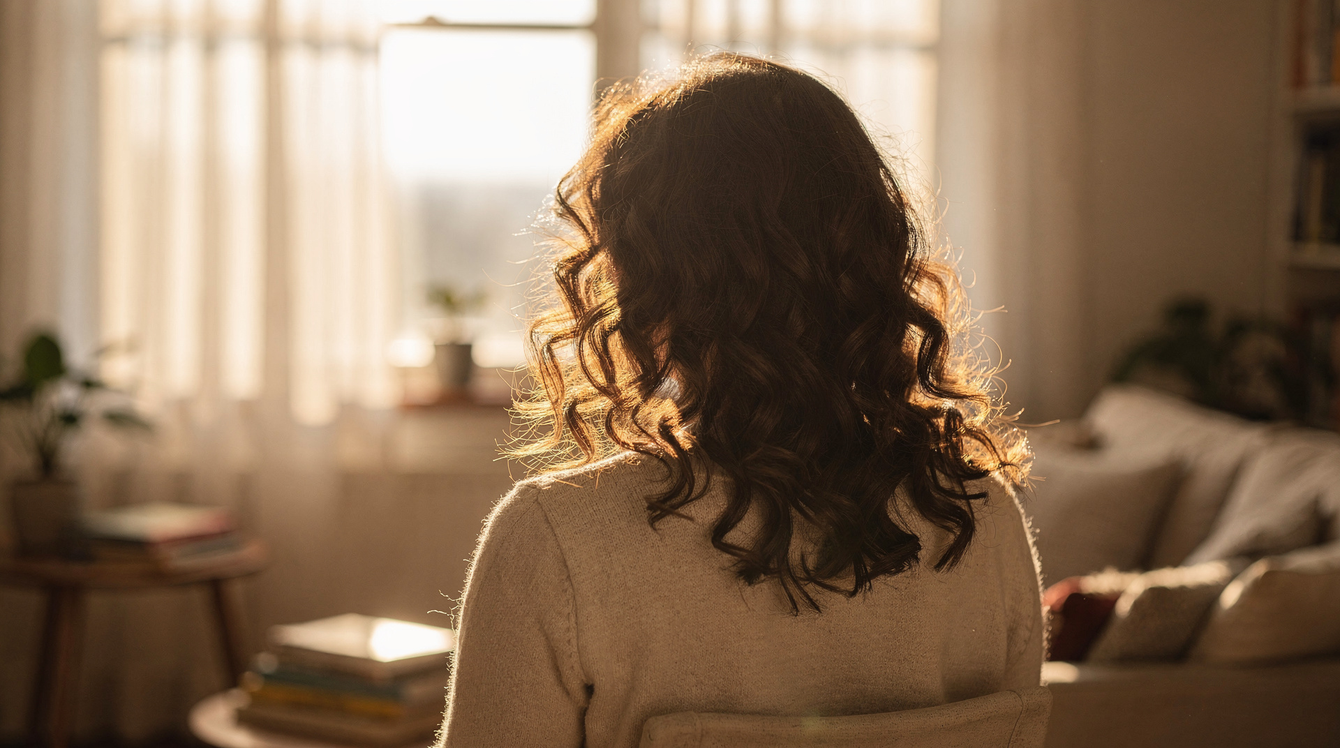 Détail de boucles mi-longues sur cheveux naturels