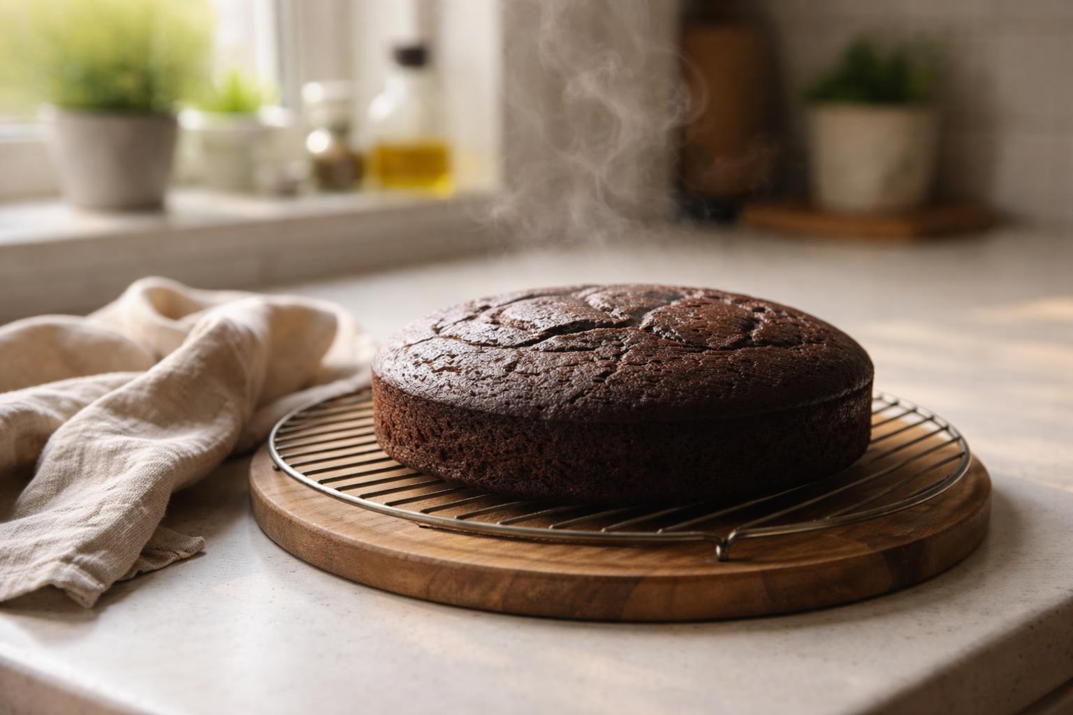 Gâteau au chocolat cuit sur grille