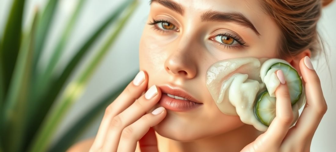application de gel d aloe vera sur le visage