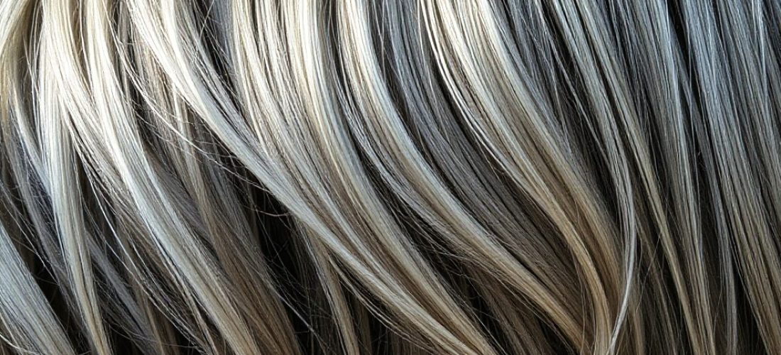 balayage m ches grises argent es sur chevelure nat