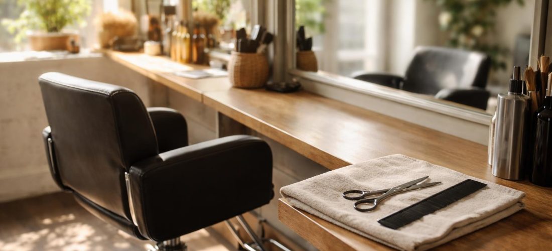 Cliente en salon recevant une coupe dégradée