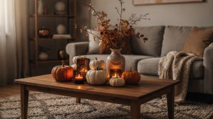 Décoration d’Halloween élégante dans un salon chaleureux