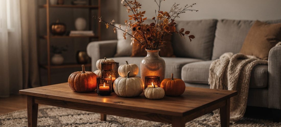 Décoration d’Halloween élégante dans un salon chaleureux