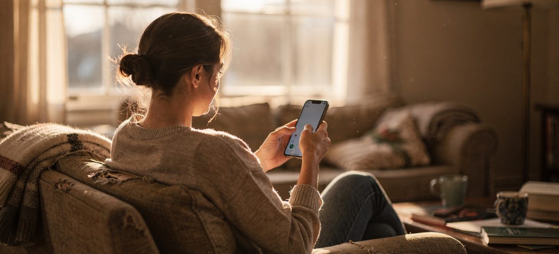 Femme regardant son téléphone avec de nombreuses notifications de messages
