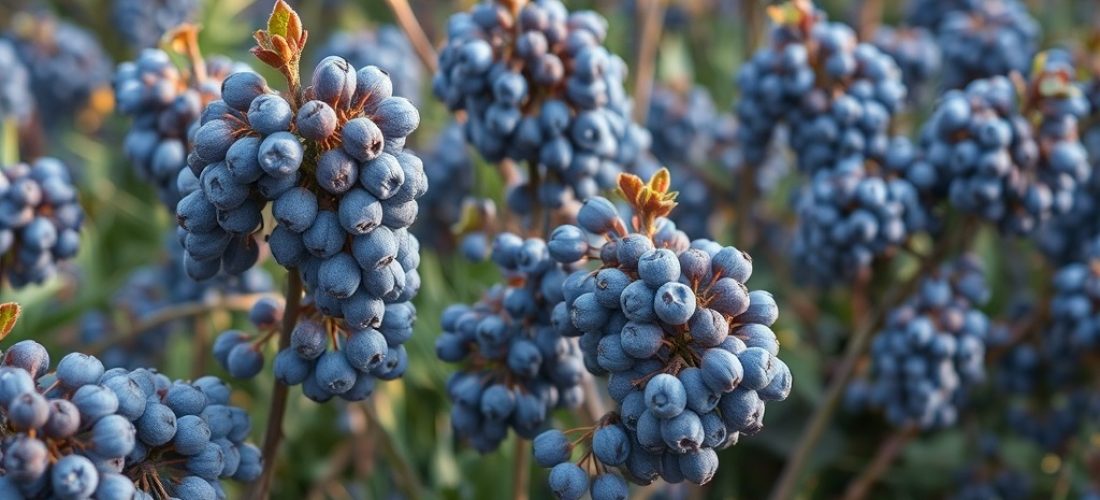 grappes de myrtilles sauvages bleues maturit