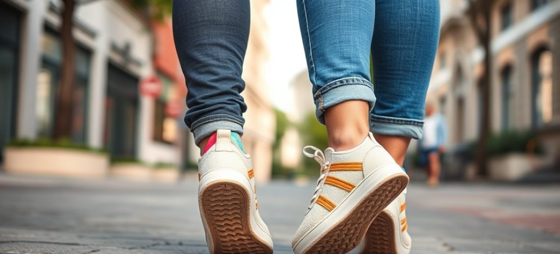 paire de baskets confortables port es en ville